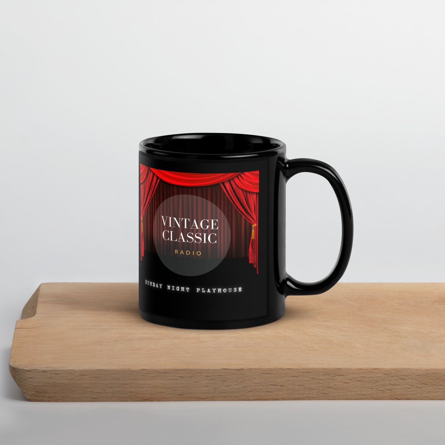 Sunday Night Playhouse Black Glossy Mug